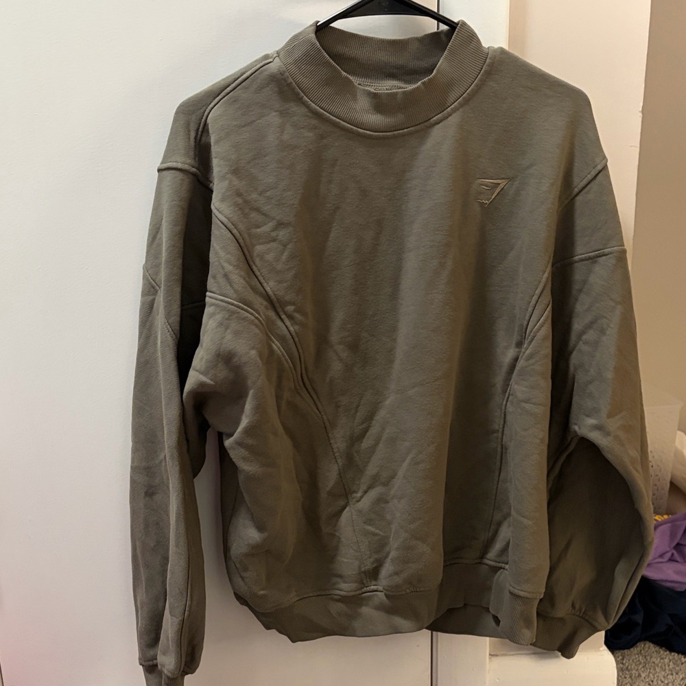 Gymshark rest day cotton contour pullover in olive